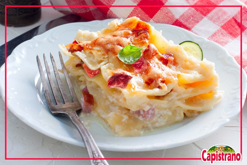 a delicious lasagna with Capistrano smoked breast ham and zucchini that you will enjoy even more these autumn days. 